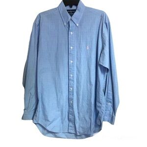 Ralph Lauren Blue Blake Blue Long Sleeve Button Down 2 ply Cotton Shirt M
